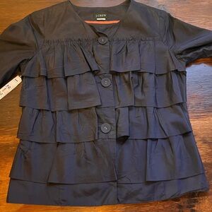 Ladies Size 2/XS J.Crew Navy Ruffle Top Excellent Condition and Quality